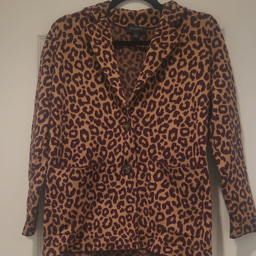 Ann Taylor Purple and Tan Patterned Blazer
